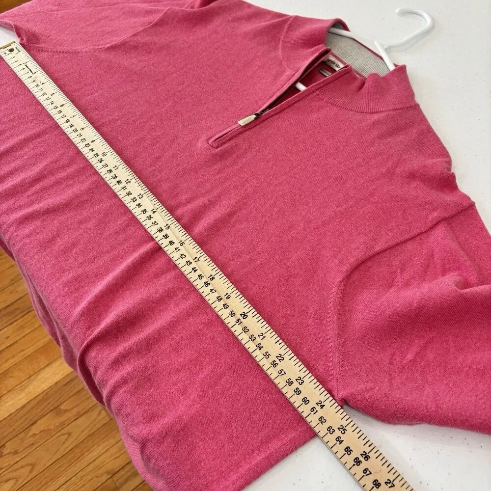Peter Millar 1/4 Zip Sweater Mens XL Cotton Cashmere Pink Mock Neck Preppy Luxe
